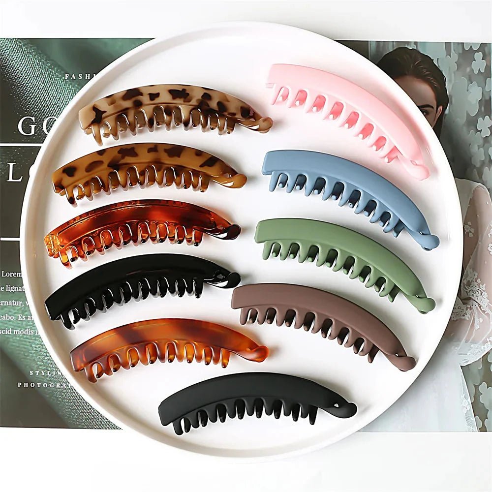 Frosted Solid Color Banana Hair Clips – Fashion Ponytail Barrettes & Hair Claws for Women - The Inbound Protocol